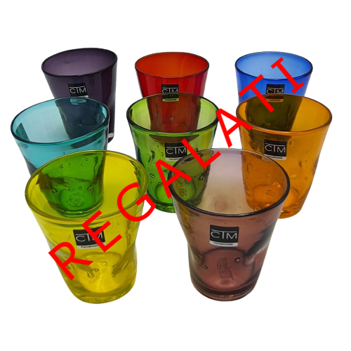 Set 12 Bicchieri Soffiati Colorati
